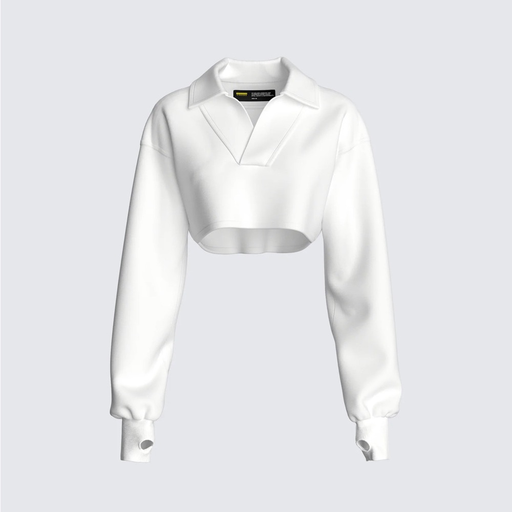 FINESSE Bella Paradise Cropped Collared Pullover